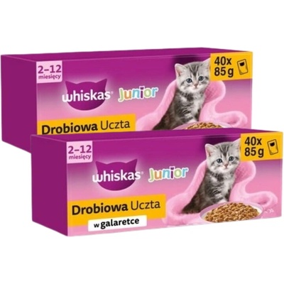 WHISKAS Junior Drůbeží pochoutka v želé 80 x 85 g