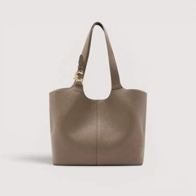 Coccinelle C-EASY LARGE kožená kabelka Warm taupe