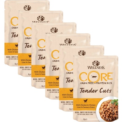 Wellness Core Tender Cuts пиле и пилешки черен дроб 6 x 85 г
