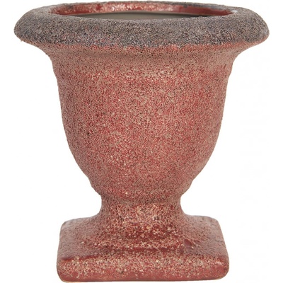 Clayre & Eef Červený keramický květináč s patinou Tasse 12x12 cm