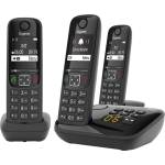 Gigaset AS690A Trio - 3 cordless DECT telephones with answering machine - high-contrast display - adjustable sound profiles - hands-free function - call protection, black [German version] (AS690A) Телефонни апарати