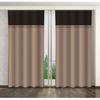Dvojfarebný béžovo-hnedý záves na háčiky Šírka 160 cm | Dĺžka 270 cm béžová Stredne zatemňovacie závesy Žabky, háčiky alebo tyč