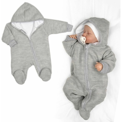 Pletený overal s kapucňou CUTE sivá