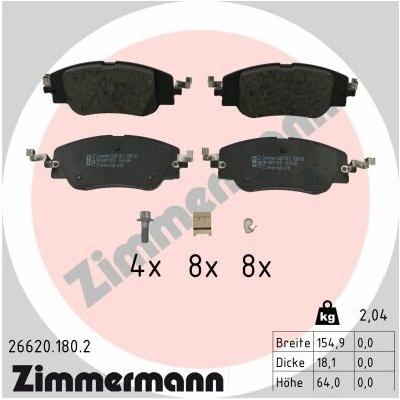 ZIMMERMANN Sada brzdových platničiek kotúčovej brzdy 26620.180.2