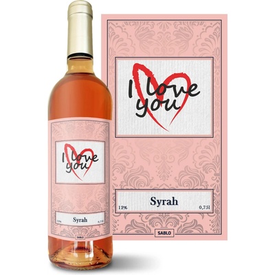 Sablio I Love you srdce Syrah ružové suché víno 12 % 0,75 l (čistá fľaša)