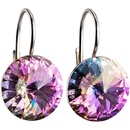 Evolution Group strieborné náušnice visiace s kryštálmi Swarovski fialové okrúhle 31106.5