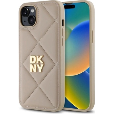 DKNY Калъф DKNY Quilted Stack Logo iPhone 15 Plus - бежов (3666339261108)