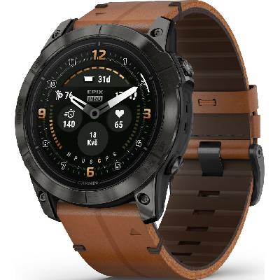 Garmin Epix Pro (Gen 2) Sapphire 51mm Gray DLC Titanium / Chestnut Leather Band (Premium) (+ náhradní řemínek)