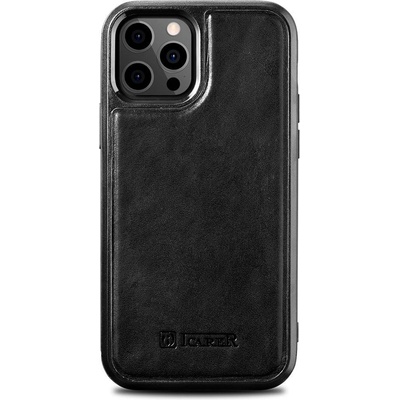 ICARER Калъф iCarer Leather Oil Wax ALI1206-BK, за iPhone 12 Pro Max, с естествена кожа, черен (ALI1206-BK)