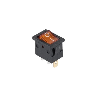 Kolískový mini prepínač 3-pin, 12V, oranžový, podsvietený PRK0020E
