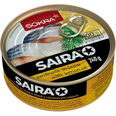Sokra Saira sardinky vo vlastnej šťave citrón 240g