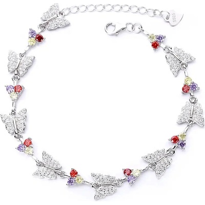 Majya stříbrný náramek OLIVIA s motýlky 10093