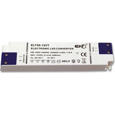 Ecolite El. trafo,230V-12V,4,2A,50W, 1,6mm,IP20 DX-WP-50W/SLIM