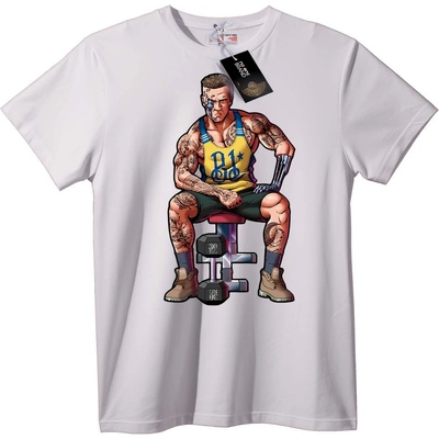 NOONEBRAND Тениска татуиран кибер силач - 4XL, White