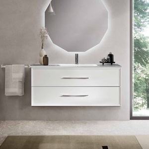BlueLife Classic Шкаф за баня с чекмеджета 100см бял мат + Керамична мивка за вграждане 100*46 (b.classic100bia/set)
