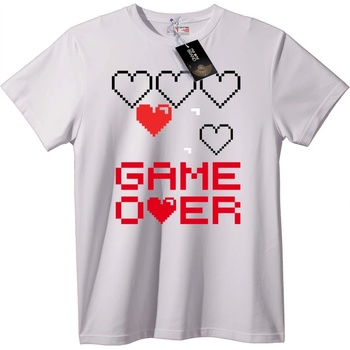NOONEBRAND Тениска Пиксел Game Over сърце - 6XL, White