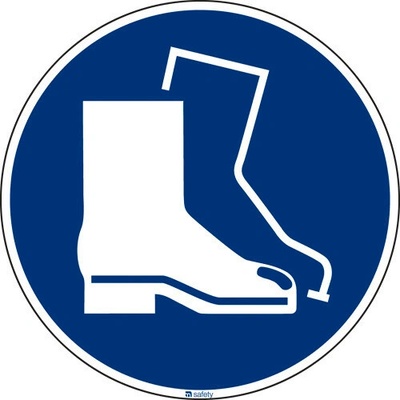 Značka Použite ochrannú obuv, ISO 7010, samolepka, , 100 mm, 10 ks