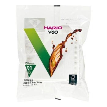 HARIO Хартиени филтри Hario V60-01 100 бр. , бели (VCF-01-100W)