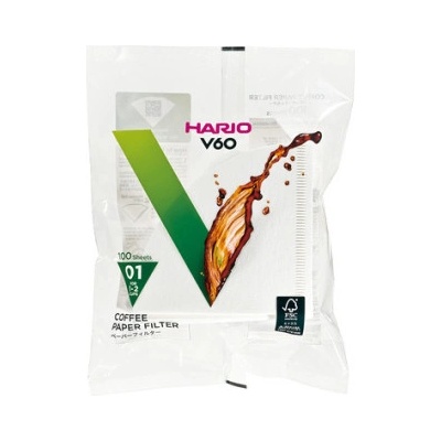 HARIO Хартиени филтри Hario V60-01 100 бр. , бели (VCF-01-100W)