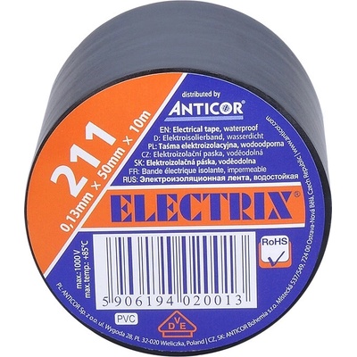 Solight izolačná elektro páska 50 mm × 0,13 mm × 10 m čierna