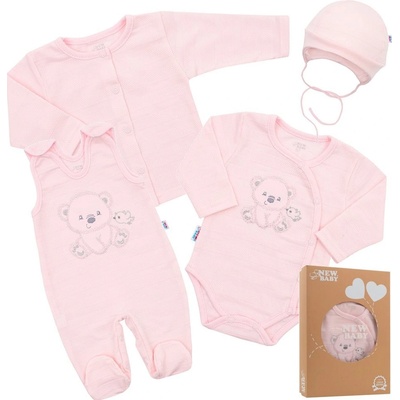 New Baby Dojčenská súprava do pôrodnice Sweet Bear Ružová
