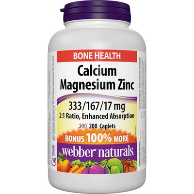 Webber Naturals Calcium, Magnesium, Zinc, 200 каплети, Webber Naturals (3867 WN)
