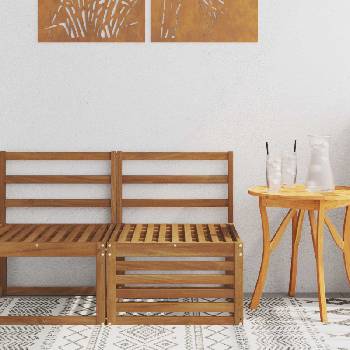 vidaXL Среден диван за открито Солидно акациево дърво Естествен (900489)