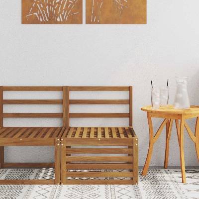 vidaXL Среден диван за открито Солидно акациево дърво Естествен (900489)