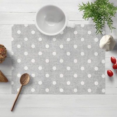 Biante prestieranie Porto PRT-018 Biele bodky na sivom režnom 30x40 cm