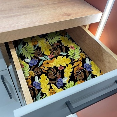 VaryFloral Tapeta s květinami, černá, samolepicí fólie, nábytek 30,5 cm x 300 cm