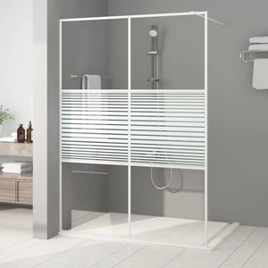 vidaXL Параван за баня, бял, 140x195 см, прозрачно ESG стъкло (152154)