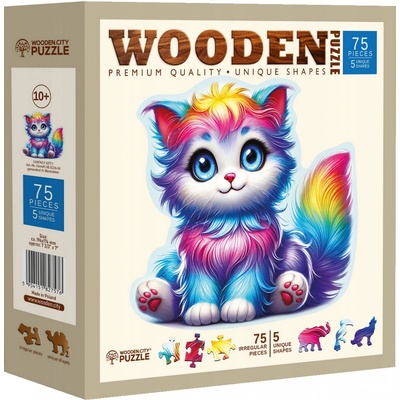 Wooden Dřevěné Fantazijní koťátko kočka.City 75 dílků