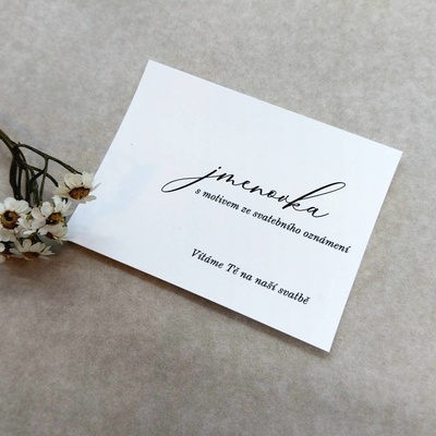 Jmenovka na stůl s motivem oznámení, rozměr 90 x 60 mm – Zboží Dáma