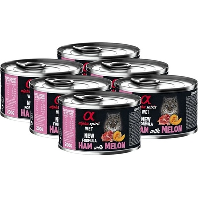 Alpha Spirit Котка Възрастен Шунка с Диня 6 x 200 г