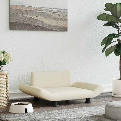 vidaXL Кучешко легло, кремаво, 70x45x28 см, изкуствена кожа (172002)