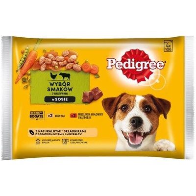 Pedigree se zeleninou v omáčce kuřecí a hovězí maso 52 x 100 g
