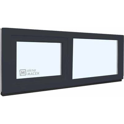KÖMMERLING Plastové okno - 70 AD, 1800x600 mm, FIX/S, antracit čiré, antracit/bílá