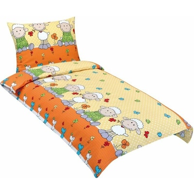 Bellatex Obliečky Junior KREP 80/029 ovečka oranžové 140x200 70x90