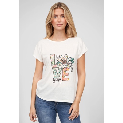 Urban Classics Тениска Viskose T-Shirt mit Love-Blumen Print white XXLUB-24036076-00220 - Камуфлаж, размер XS