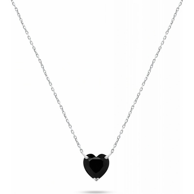 Brilio Silver Blyštivý stříbrný náhrdelník s černým srdcem NCL53WBC