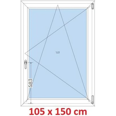 Soft Plastové okno 1050 x 1500 mm, otevíravé a sklopné, Antracit struktura/Antracit struktura, levé