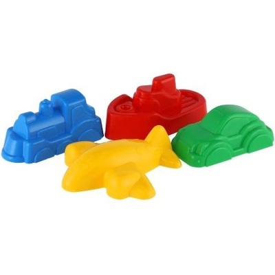Teddies Формички за пясък 4бр пластмасови превозни средства