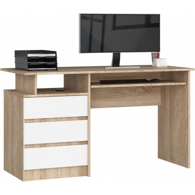 Ak furniture Volně stojící psací stůl CLP 135 cm dub sonoma/bílý