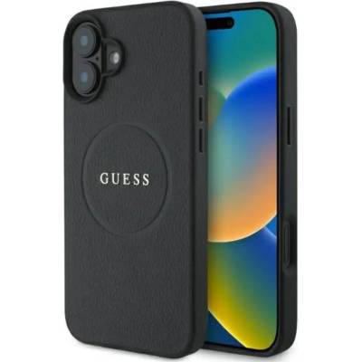 GUESS Калъф Guess Grained Gold Ring MagSafe за iPhone 16 - черен (3666339303501)