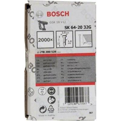 Bosch hřeb se zápustnou hlavou SK64-20 32G - 2000 ks hladké 2608200528