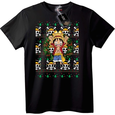 NOONEBRAND Тениска One Piece Luffy Коледна - 3XL, Black