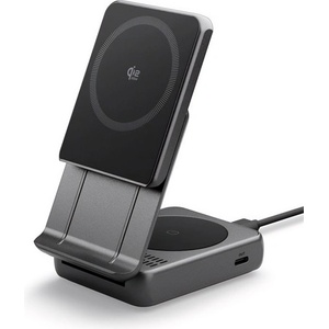 Spigen EF302MOQ Настолно зарядно устройство 2в1 25W, Qi2, ЧЕРНО ACH10399 (ACH10399)