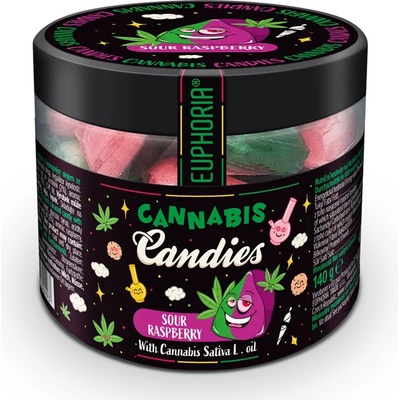Euphoria konopné bonbóny Sour Raspberry 140 g