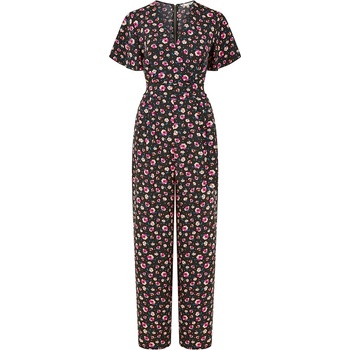 Yumi Women's Black Floral Angel Sleeve Jumpsuit - Floral