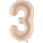 Party Deco Фолиен балон цифра, 72 см, Тъмен Бежов - 3 (fb230t-3-013c)